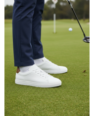 Cravate.tn | Sneakers Cuir blanc-camel crispé - Izem