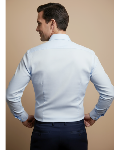 Cravate.tn | Chemise Col ouvert en coton satiné - bleu ciel clair