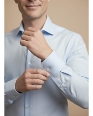 Cravate.tn | Chemise Col ouvert en coton satiné - bleu ciel clair