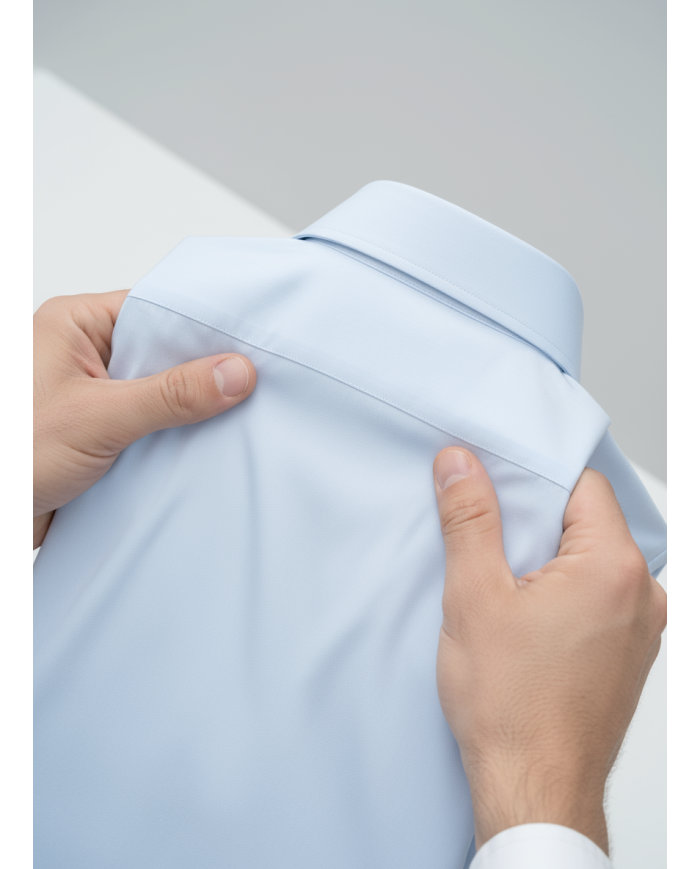 Cravate.tn | Chemise Col ouvert en coton satiné - bleu ciel clair