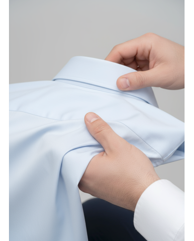 Cravate.tn | Chemise Col ouvert en coton satiné - bleu ciel clair