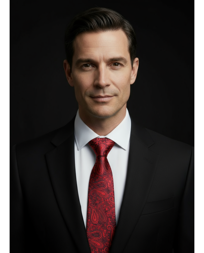 Cravate.tn | Cravate rouge avec motifs paisley