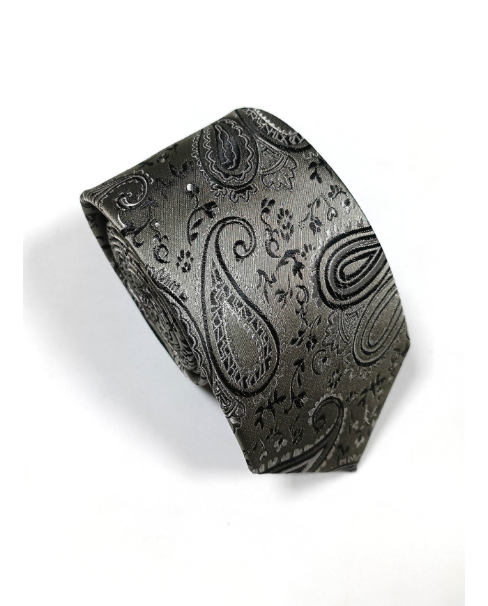 Cravate grise avec motifs paisley