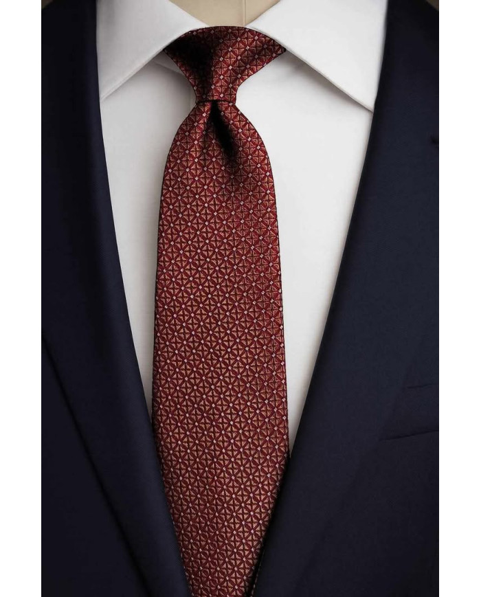 Cravate.tn | Collection Ambassadeur : Cravate rouge foncé avec motifs