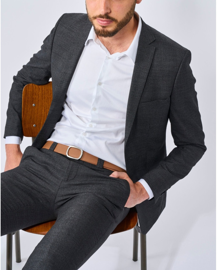 Cravate.tn | Ceinture Cuir réversible : Camel & noir avec boucle unique