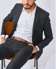 Cravate.tn | Ceinture Cuir réversible : Camel & noir avec boucle unique