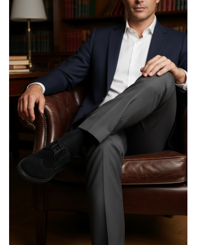 Chaussures Lorenzi en cuir daim : noir Chaussures Lorenzi en cuir daim : noir