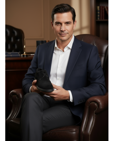 Chaussures Lorenzi en cuir daim : noir Chaussures Lorenzi en cuir daim : noir