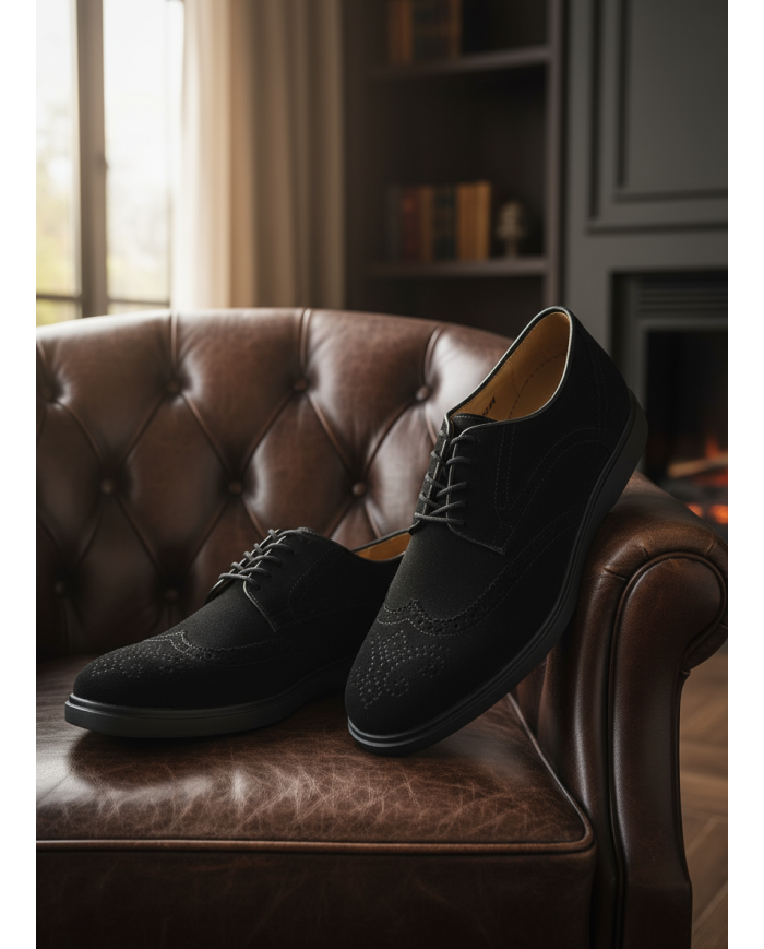Chaussures Lorenzi en cuir daim : noir