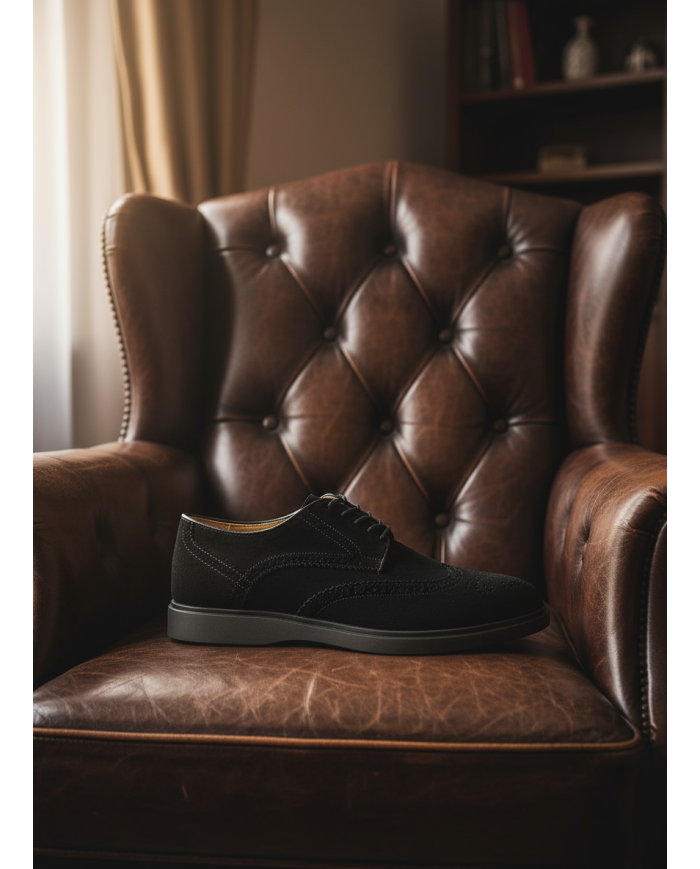 Chaussures Lorenzi en cuir daim : noir