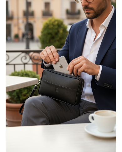 Trousse Pour Homme en véritable cuir - Noir Trousse Pour Homme en véritable cuir - Noir