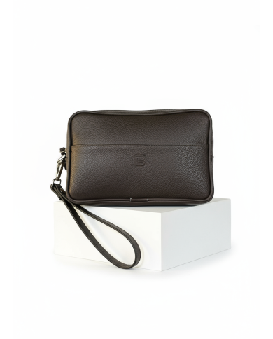 Trousse Pour Homme en véritable cuir - Marron foncé Trousse Pour Homme en véritable cuir - Marron foncé