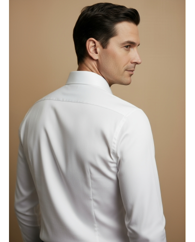 Cravate.tn | Pack 2 Chemises en popeline col ouvert stretch avec boutons cachés - blanc