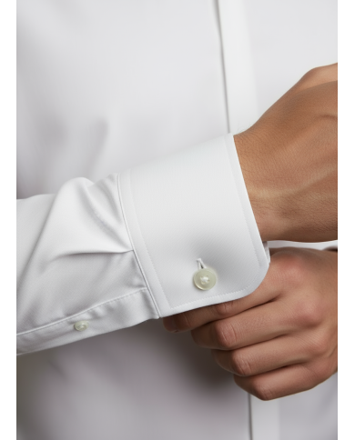 Cravate.tn | Pack 2 Chemises en popeline col ouvert stretch avec boutons cachés - blanc