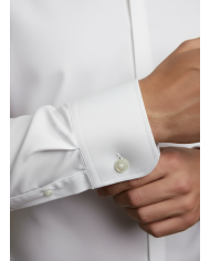 Cravate.tn | Pack 2 Chemises en popeline col ouvert stretch avec boutons cachés - blanc