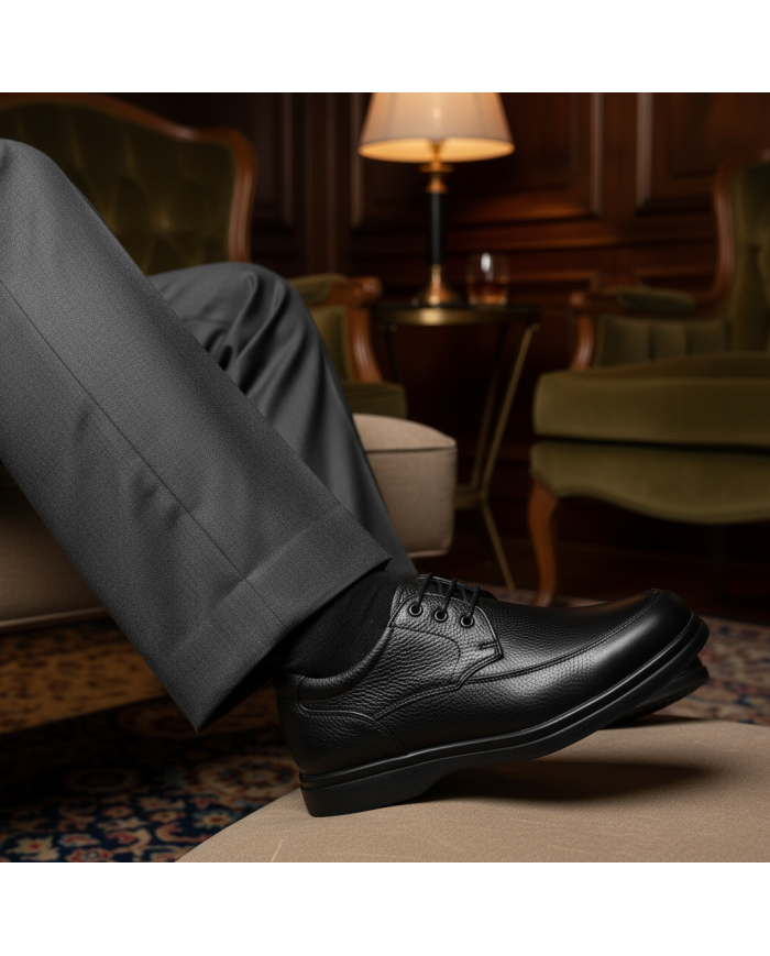 Cravate.tn | Chaussure Confort supérieur hommes avec lacets  - Noir grainé