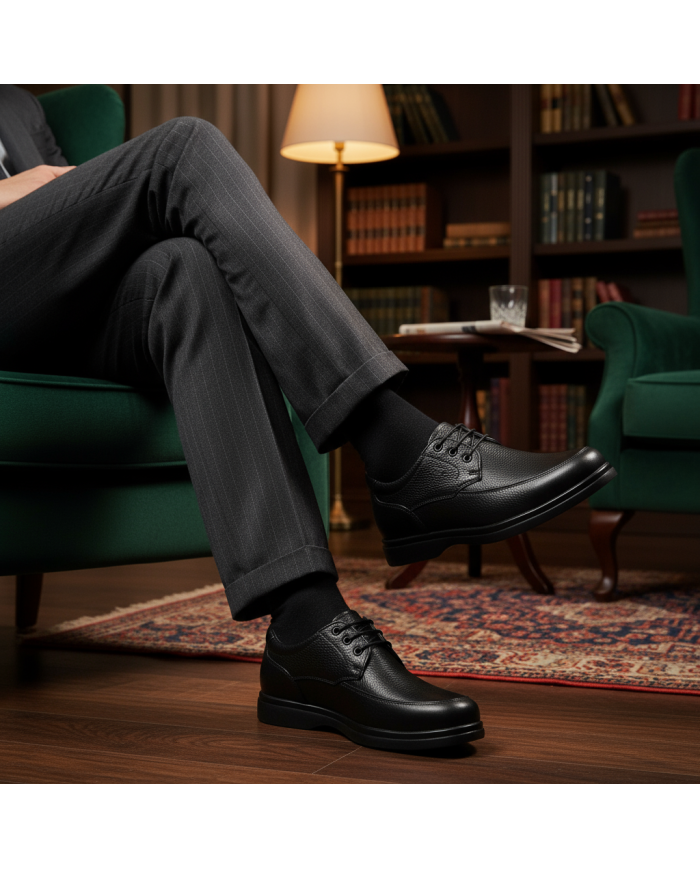 Cravate.tn | Chaussure Confort supérieur hommes avec lacets  - Noir grainé