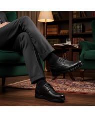 Cravate.tn | Chaussure Confort supérieur hommes avec lacets  - Noir grainé