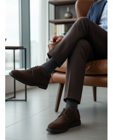 Chaussures Lorenzi en cuir daim : marron foncé Chaussures Lorenzi en cuir daim : marron foncé
