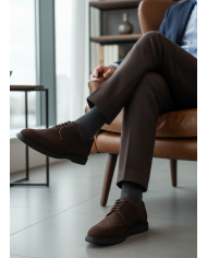 Chaussures Lorenzi en cuir daim : marron foncé