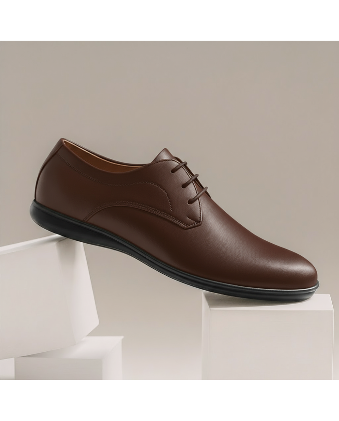 Cravate.tn | Chaussures Sport Chic Cuir en marron lisse