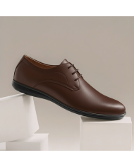Cravate.tn | Chaussures Sport Chic Cuir en marron lisse