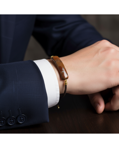 Cravate.tn | Bracelet avec cordon marron en véritable pierres Cravate.tn | Bracelet avec cordon marron en véritable pierres