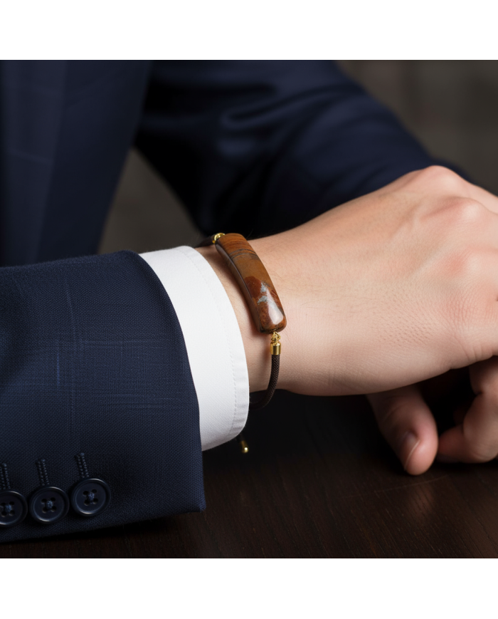 Cravate.tn | Bracelet avec cordon marron en véritable pierres