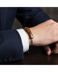 Cravate.tn | Bracelet avec cordon marron en véritable pierres