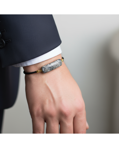 Cravate.tn | Bracelet avec cordon grise en véritable pierres Cravate.tn | Bracelet avec cordon grise en véritable pierres
