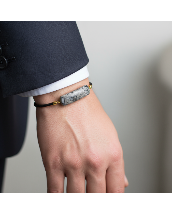 Cravate.tn | Bracelet avec cordon grise en véritable pierres
