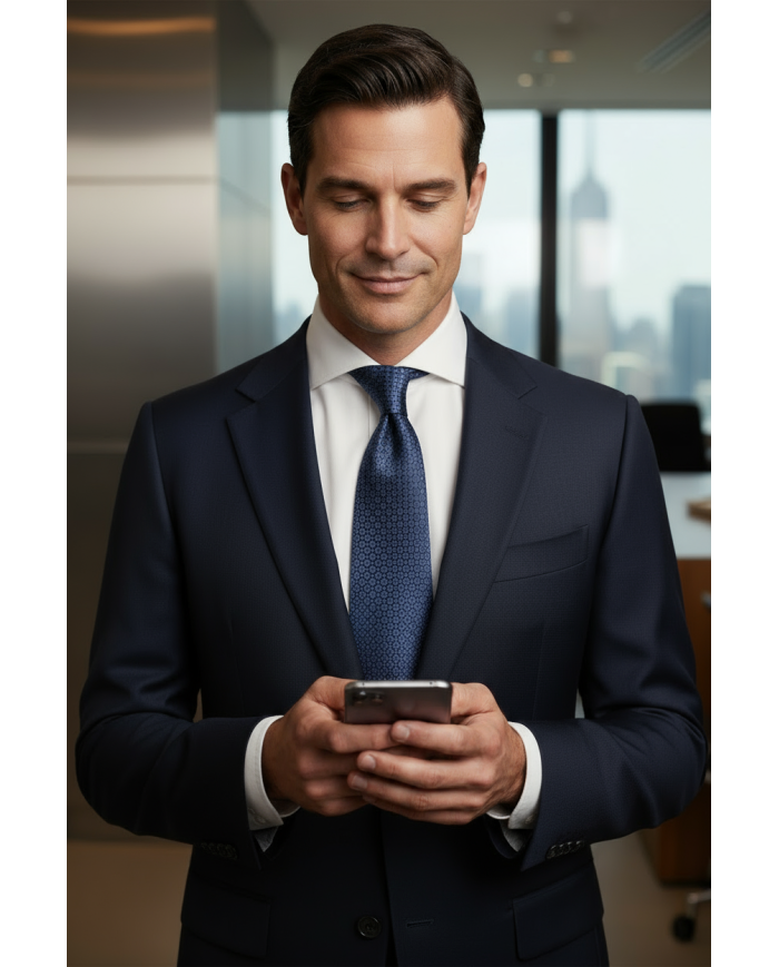 Cravate.tn | Collection Ambassadeur : Cravate bleu avec motifs