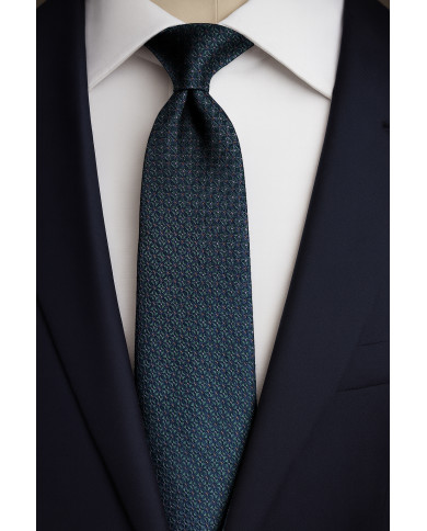 Collection Ambassadeur : Cravate vert-bleu foncé avec motifs
