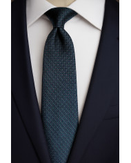 Collection Ambassadeur : Cravate vert-bleu foncé avec motifs