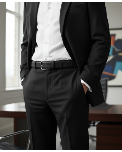 Cravate.tn | Ceinture Cuir grainé : noire Cravate.tn | Ceinture Cuir grainé : noire