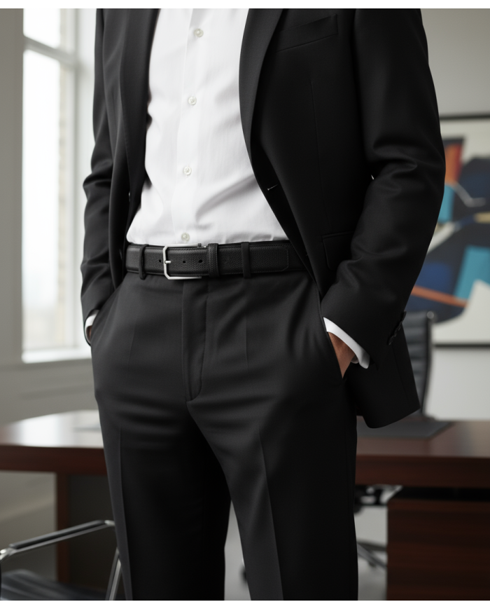 Cravate.tn | Ceinture Cuir grainé : noire Cravate.tn | Ceinture Cuir grainé : noire