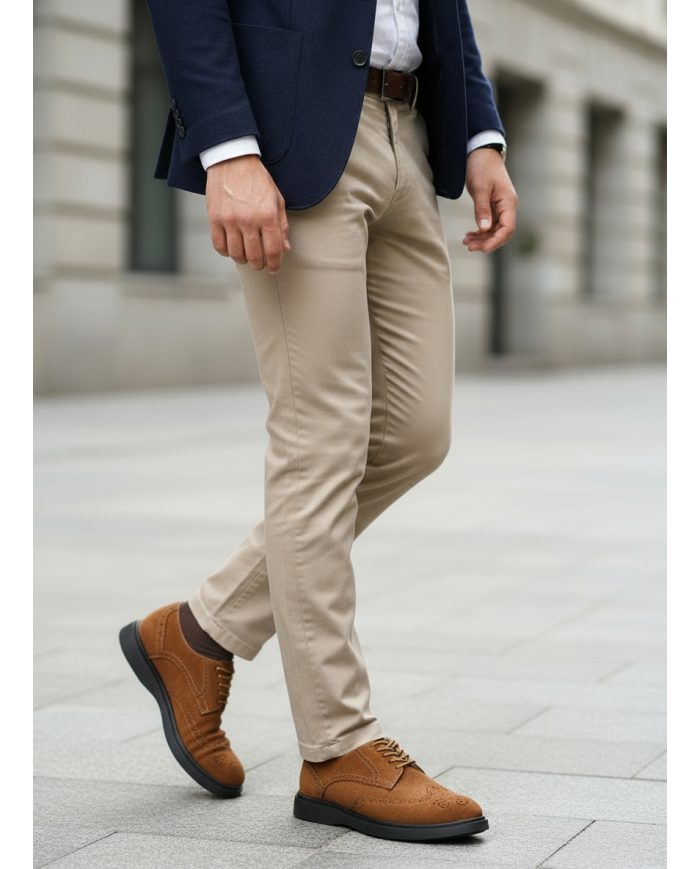 Chaussures Lorenzi en cuir daim : Camel