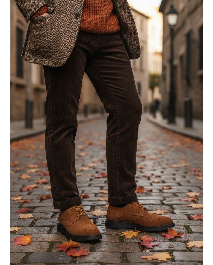 Chaussures Lorenzi en cuir daim : Camel