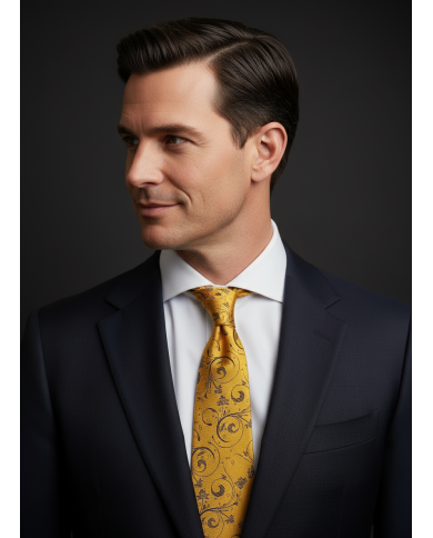 Cravate.tn | Cravate jaune avec motifs florale