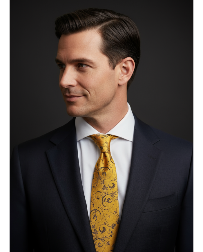 Cravate.tn | Cravate jaune avec motifs florale