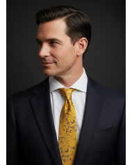 Cravate.tn | Cravate jaune avec motifs florale