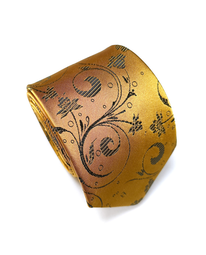 Cravate.tn | Cravate jaune avec motifs florale