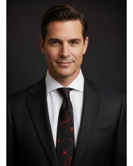 Cravate.tn | Cravate noire avec motifs florale en rouge