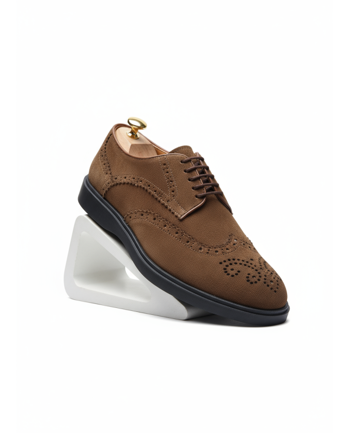 Chaussures Lorenzi en cuir daim : Marron clair