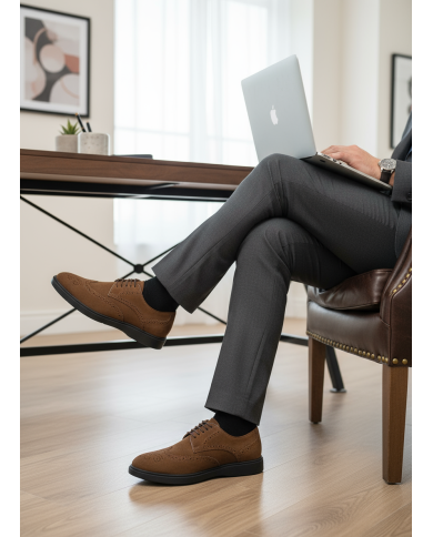 Chaussures Lorenzi en cuir daim : Marron clair