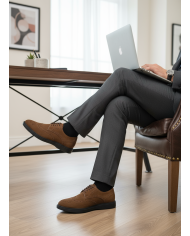 Chaussures Lorenzi en cuir daim : Marron clair