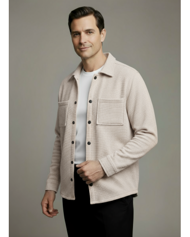 Cravate.tn | Surchemise en beige texturé