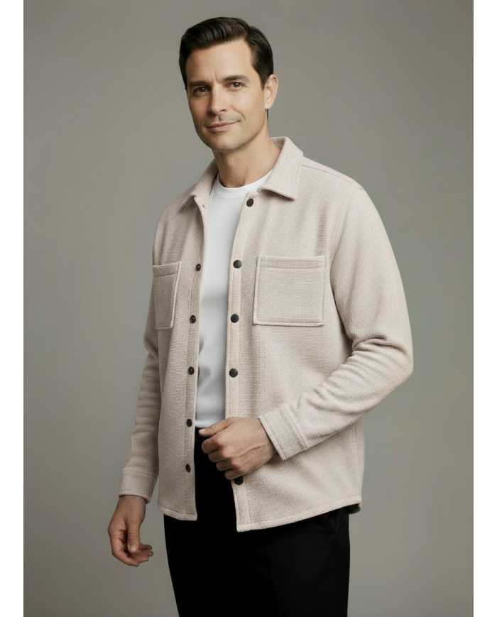 Cravate.tn | Surchemise en beige texturé