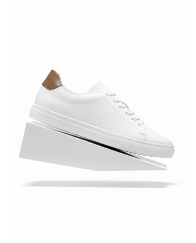 Cravate.tn | Sneakers Cuir blanc-camel crispé - Izem