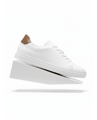 Cravate.tn | Sneakers Cuir blanc-camel crispé - Izem